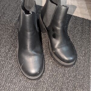Soda Black Ankle Booties small scratch on front of boot (see pics)